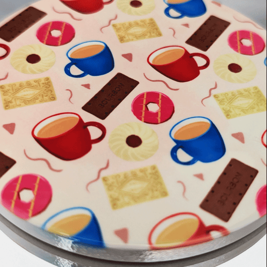 Tea and Biscuit Patterned Ceramic Coaster