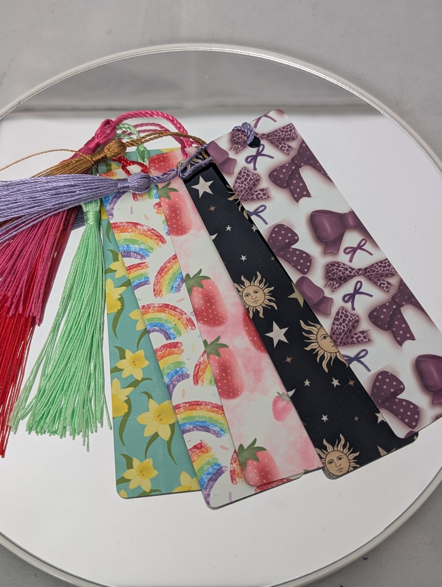 Handmade Strawberry Bookmark with Pink Tassel