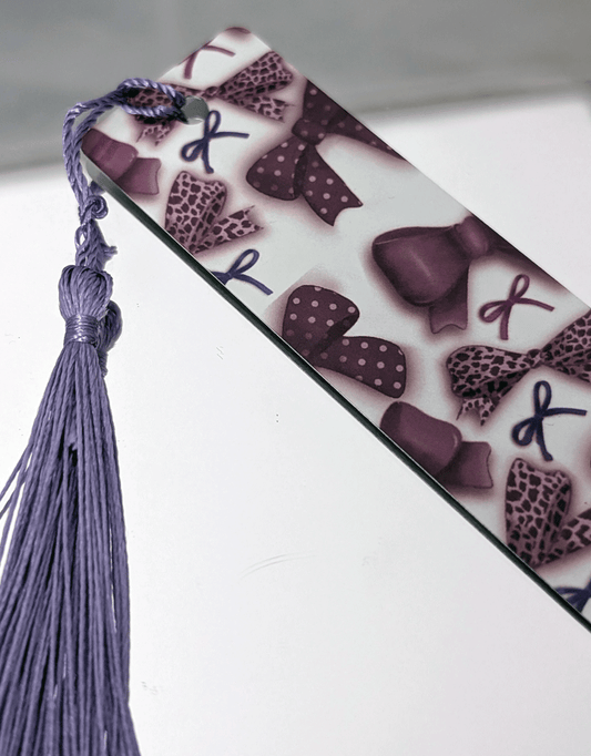 Handmade Purple Bows Bookmark with Tassel – Original In-House Design
