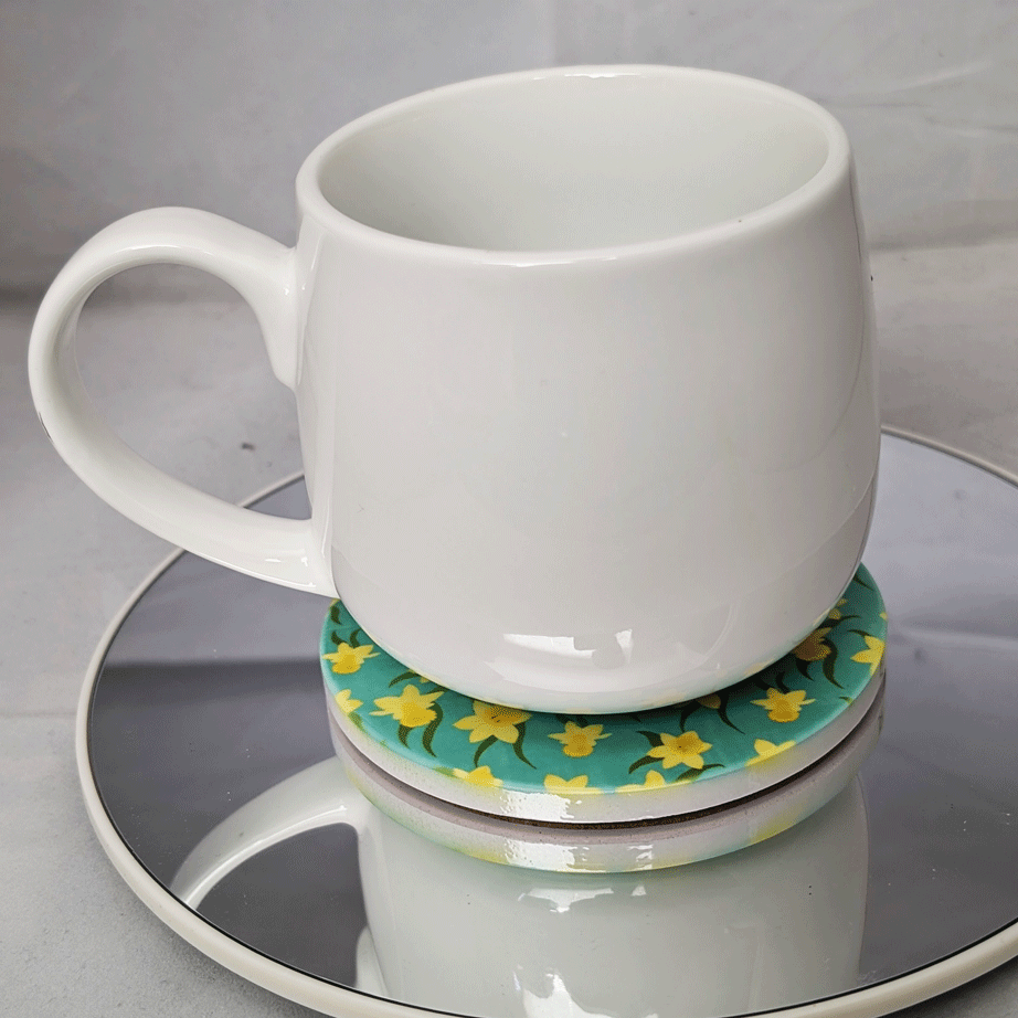 Daffodil Pattern Ceramic Coaster