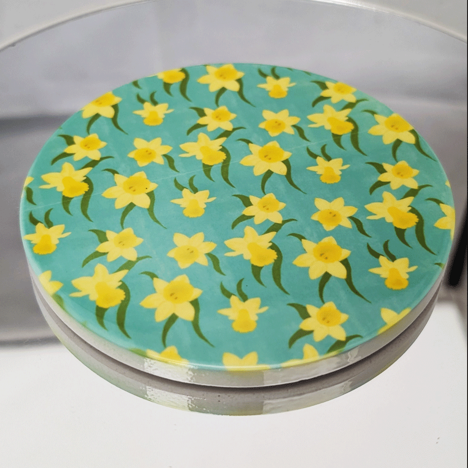 Daffodil Pattern Ceramic Coaster