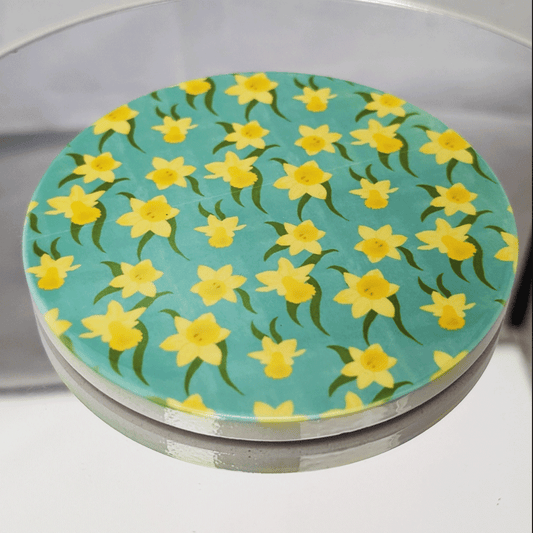 Daffodil Pattern Ceramic Coaster