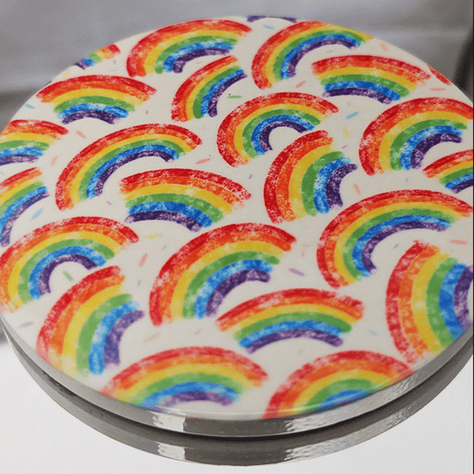 Rainbow Pattern Ceramic Coaster