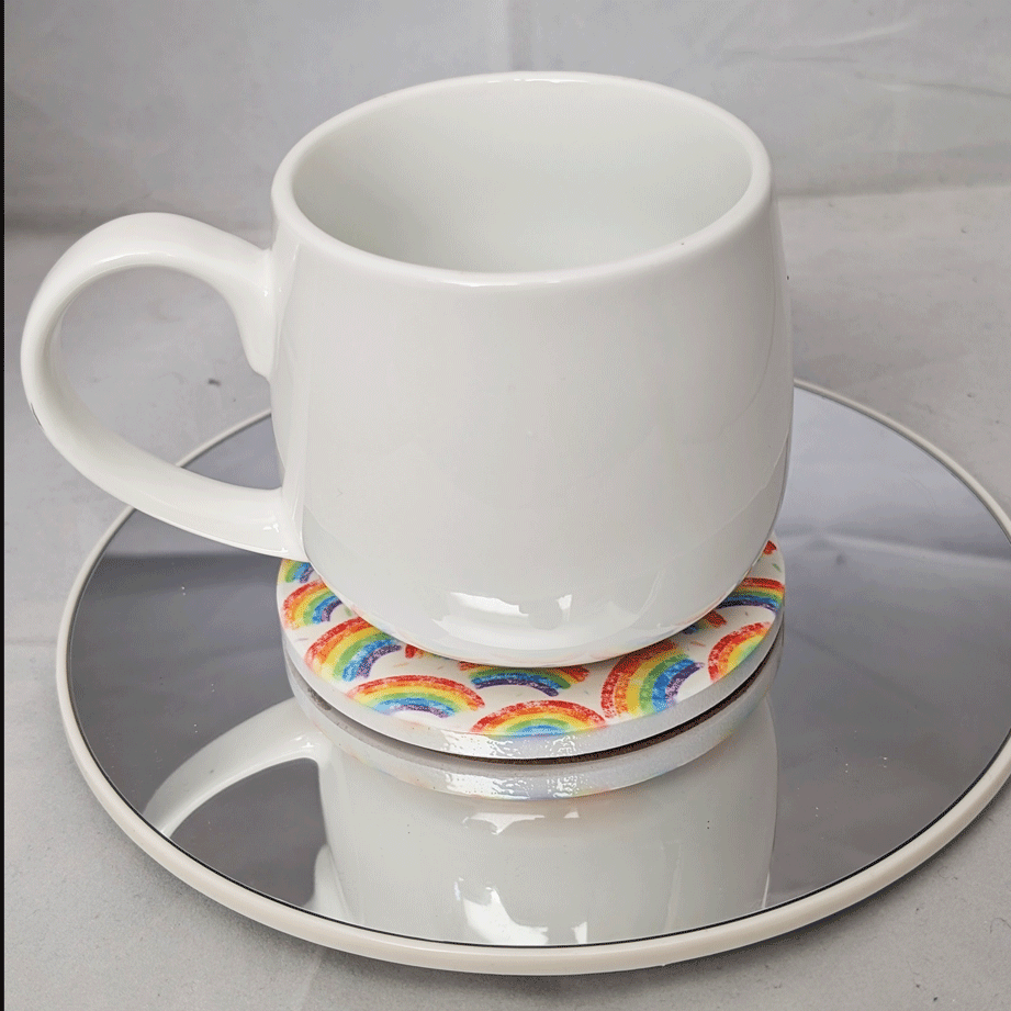Rainbow Pattern Ceramic Coaster