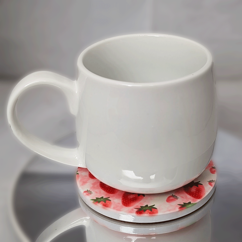 Strawberry Pattern Ceramic Coaster