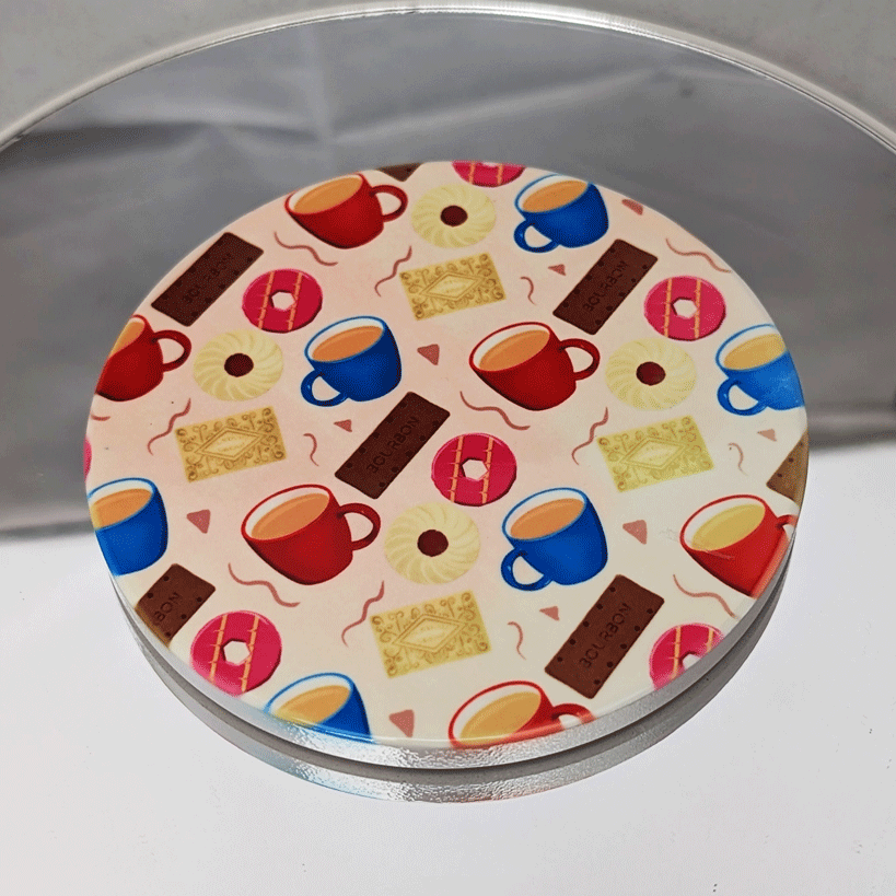Tea and Biscuit Patterned Ceramic Coaster