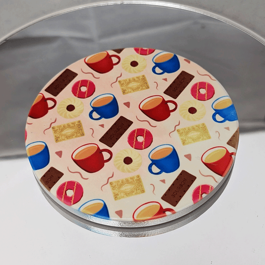 Tea and Biscuit Patterned Ceramic Coaster